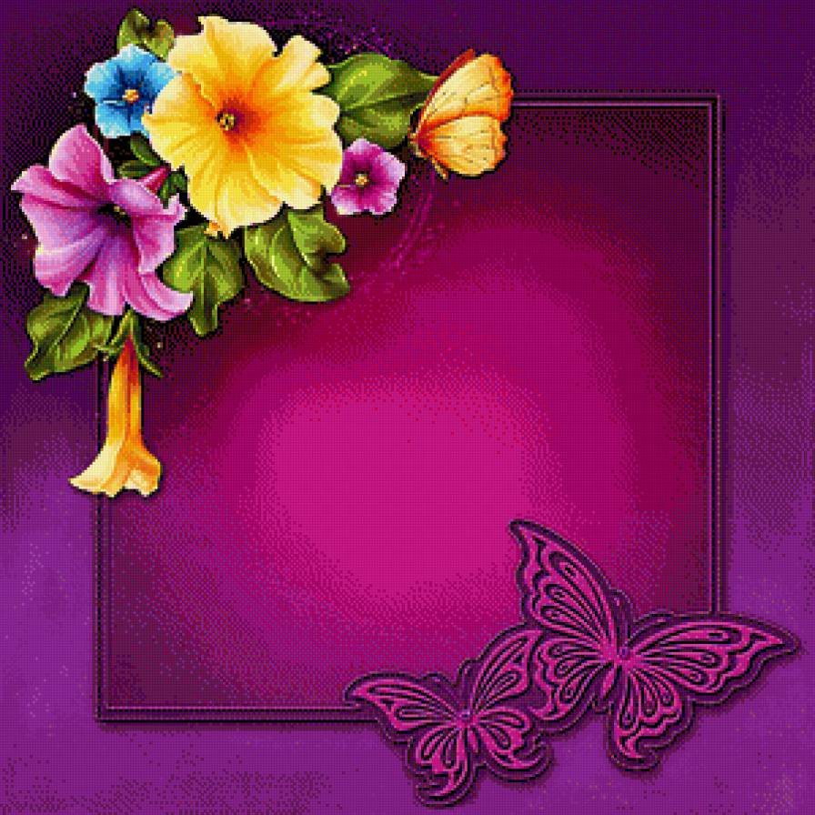 рамка для фото с барвинком - цветы, петунии, комплект, фото, рамка - предпросмотр