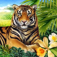 Схема вышивки «тигр»