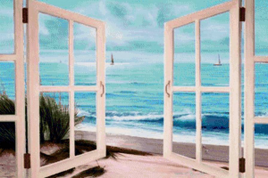 вид из окна - берег, пейзаж, море - предпросмотр