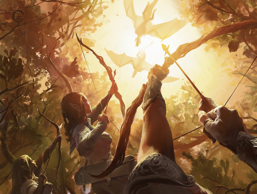 Охота - дракон, стрелы, эльф, лучница, фентези, охота - оригинал