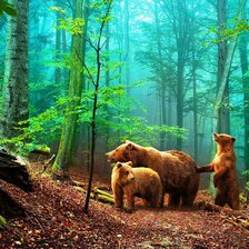 Медведица с медвежатами