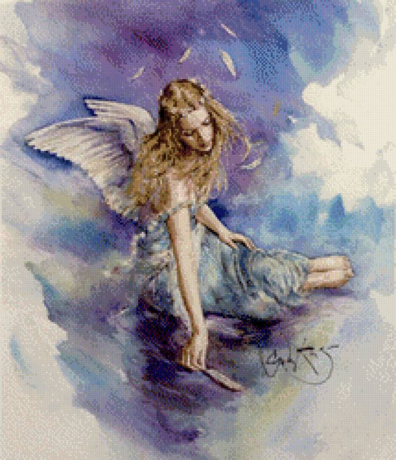 взъерошенный ангел - искусство, живопись, ангел, картина - предпросмотр