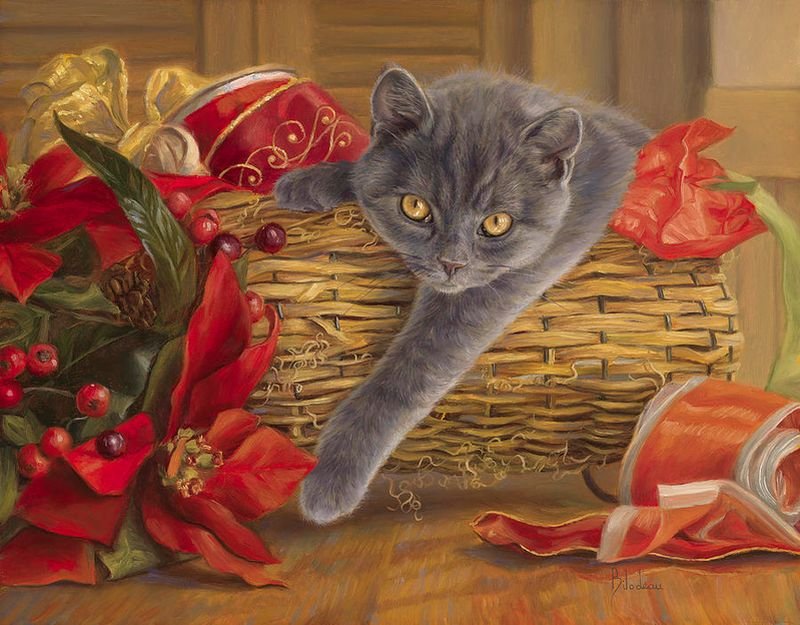 кисуля на рождество - кот, кошка - оригинал