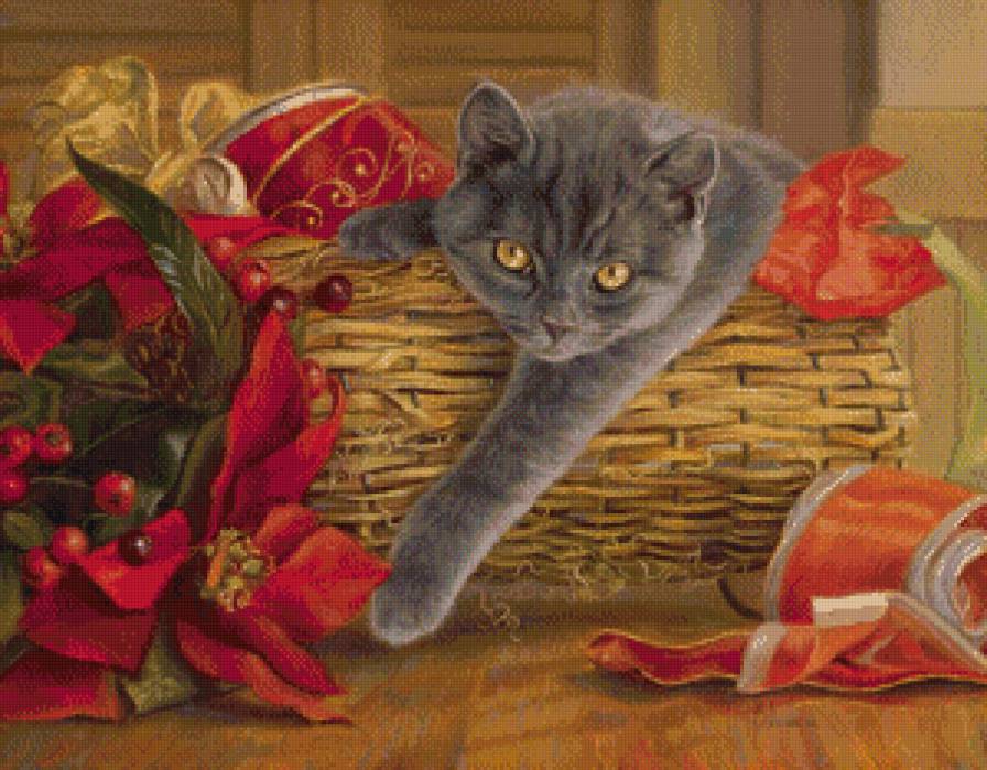 кисуля на рождество - кошка, кот - предпросмотр