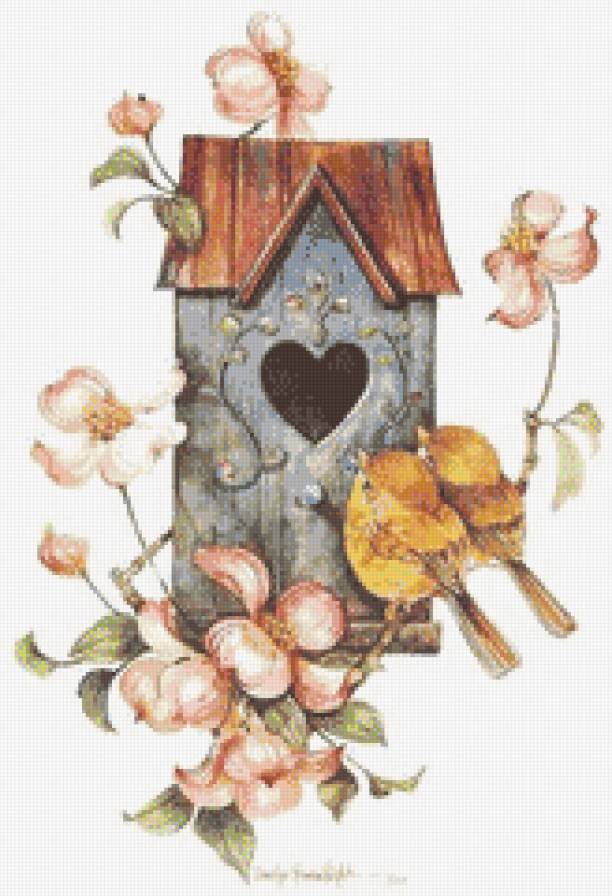 скворечник - птички, скворечник - предпросмотр