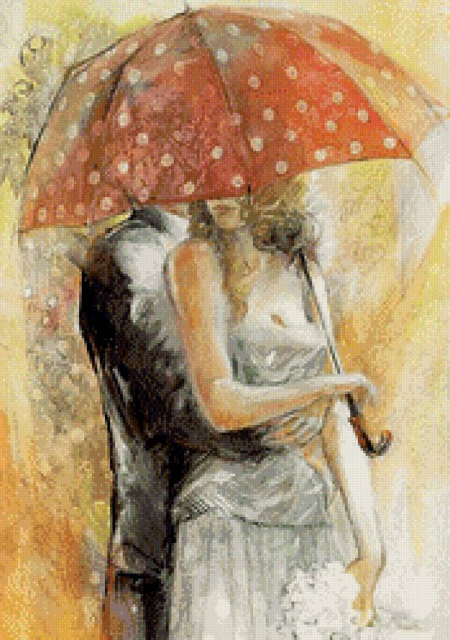 Под зонтом - дождь, зонт, девушка, пара, парень - предпросмотр