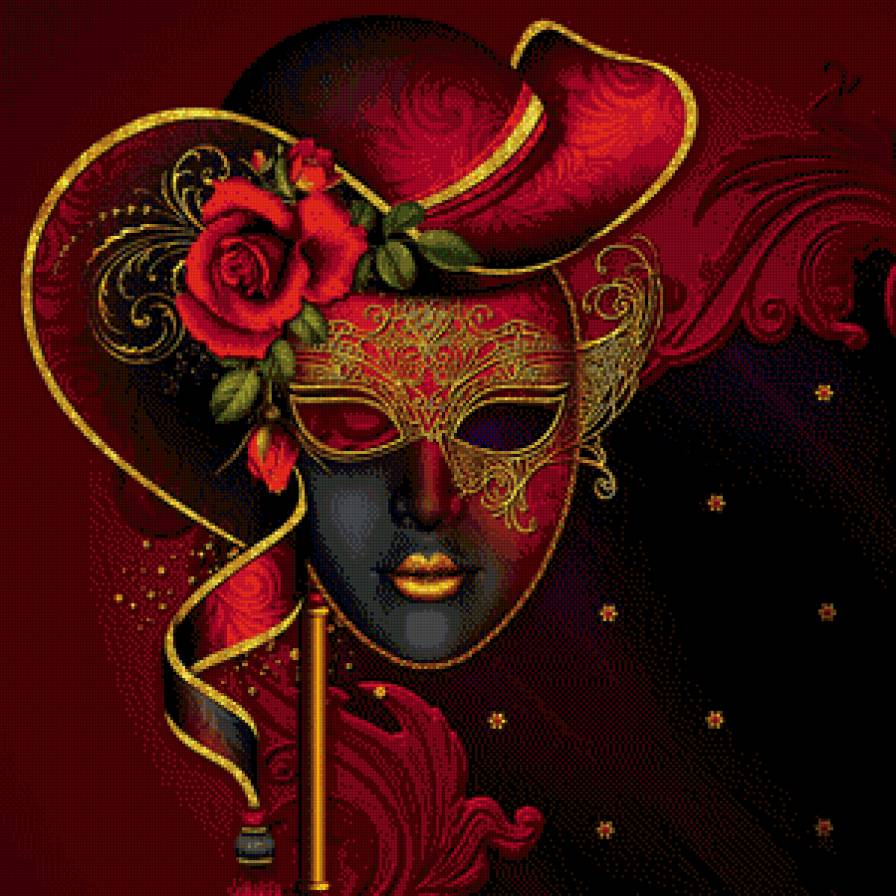 панно (подушка) с венецианской маской - италия, венеция, панно, маска, маскарад, роза, подушка - предпросмотр