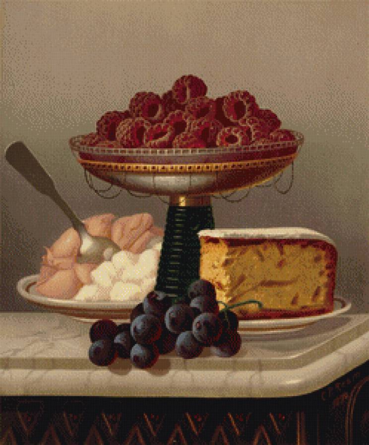 вкусняшки!! - натюрморт, сладости, виноград, десерт - предпросмотр