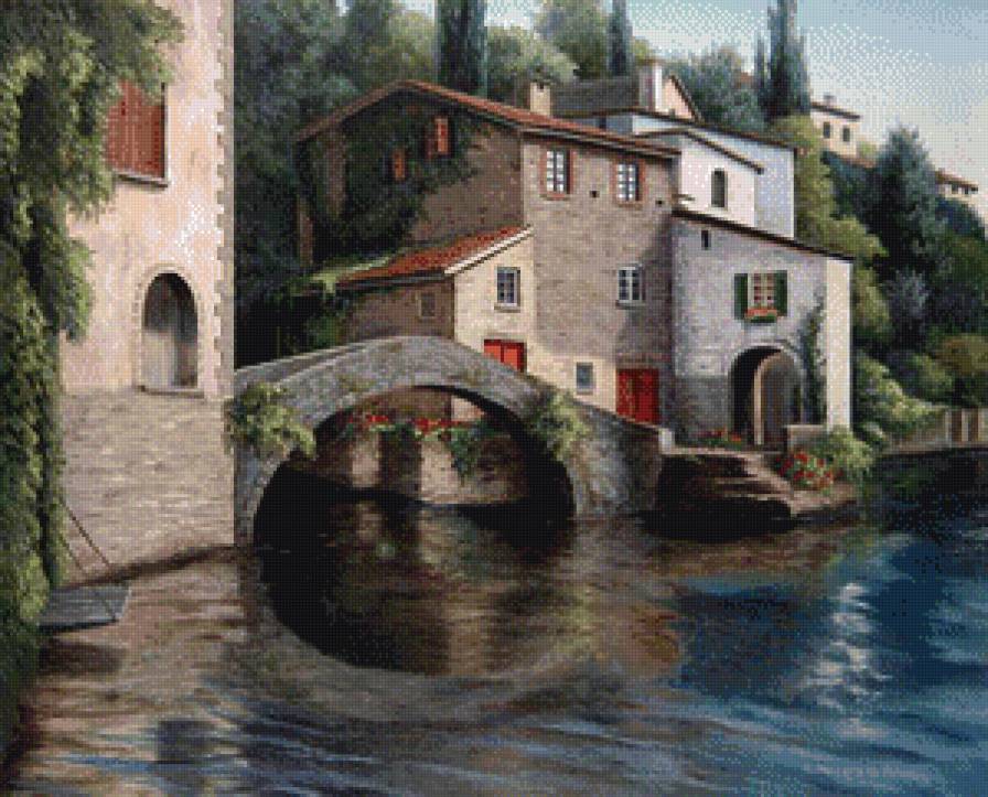 домик у воды - берег, домик, река - предпросмотр