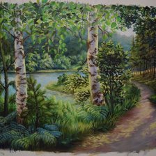 Схема вышивки «Tропа у рeки»