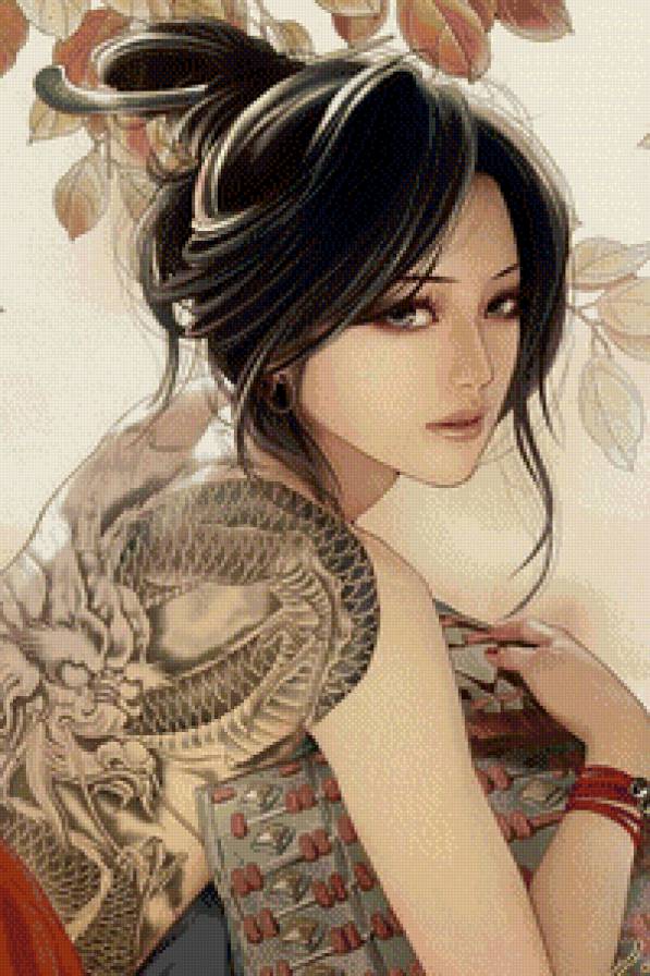 Серия "Нежность востока" - тату, профиль, девушка - предпросмотр