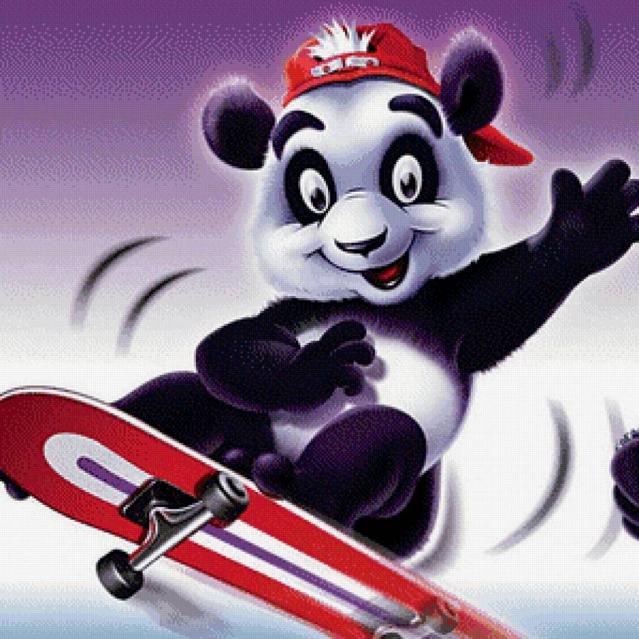 Серия "Мультяшки" - спорт, панда, спортсмен, скейт, мишка - предпросмотр