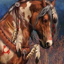Схема вышивки «Серия "Лошади, кони" Боевой расскрас"»