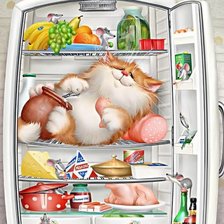 Оригинал схемы вышивки «Кот в холодильнике по картине Алексея Долотова» (№968728)