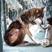 Схема вышивки «Девочка и волк»