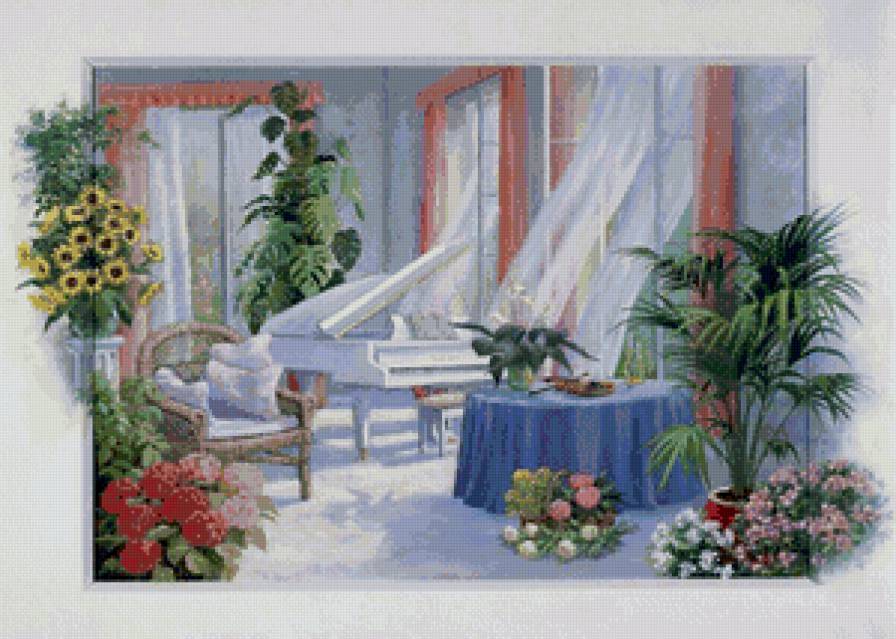 Утро в гостинной - масло, живопись., акварель - предпросмотр