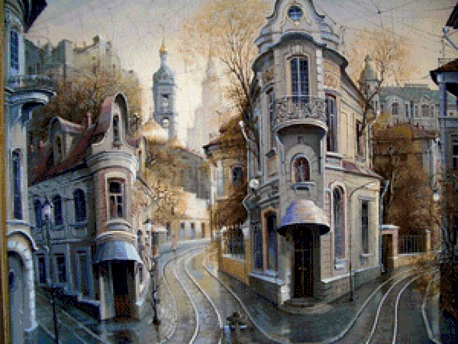 Городской пейзаж - масло, живопись., акварель - предпросмотр