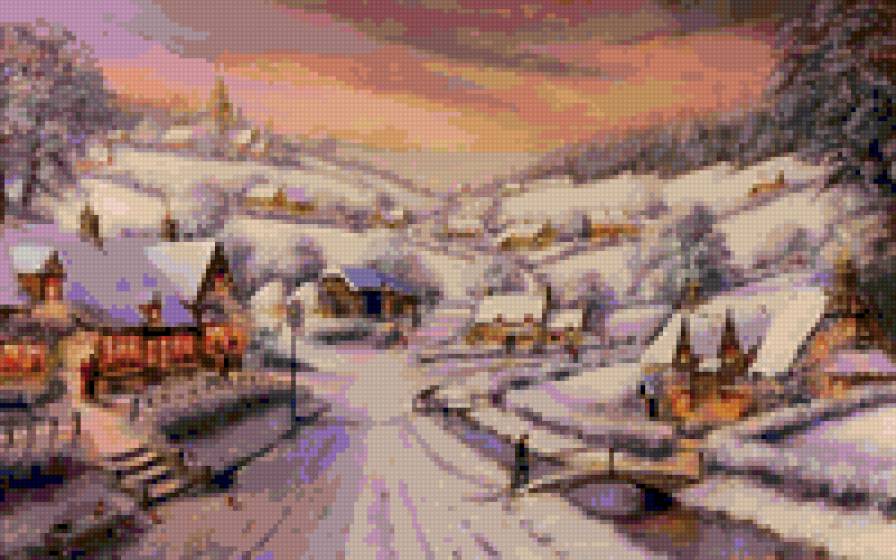 зимняя деревня - дом зима пейзаж - предпросмотр