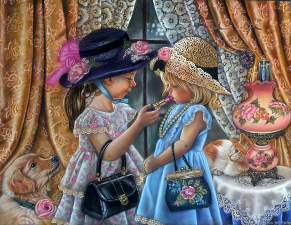 " Подружки" - девочки, дети, дружба. красота. - оригинал