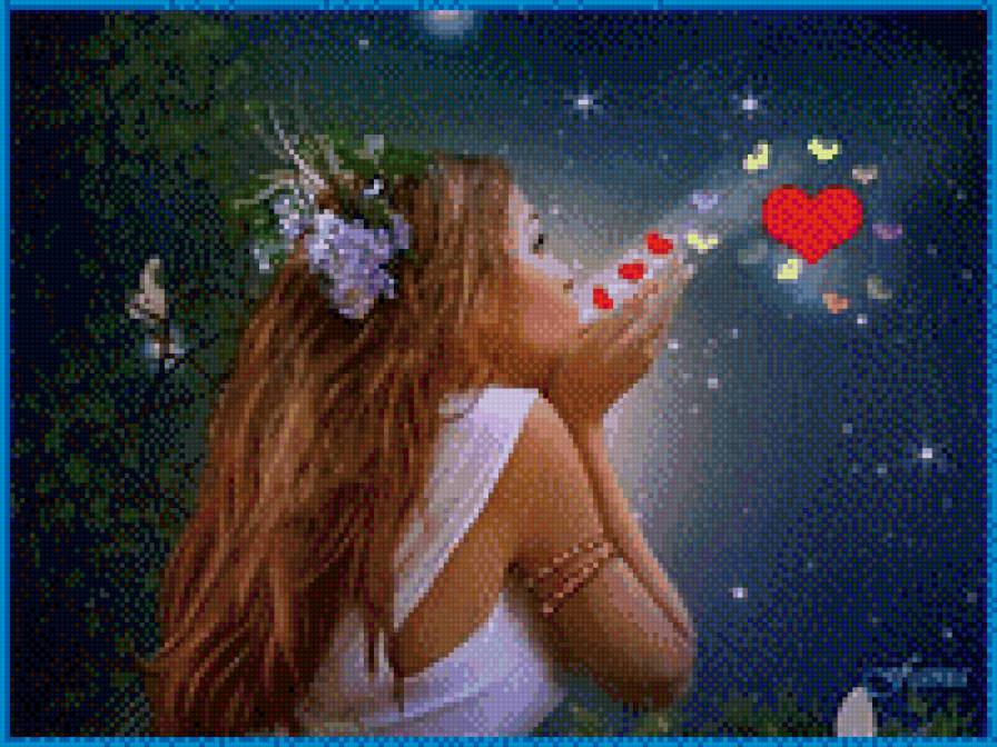 Девушка в ночи - сердца, ночь, девушка - предпросмотр