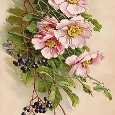 панно шиповник с черемухой