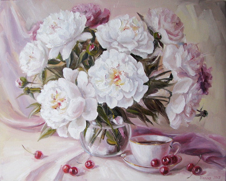 Нежные пионы - цветы, букет - оригинал