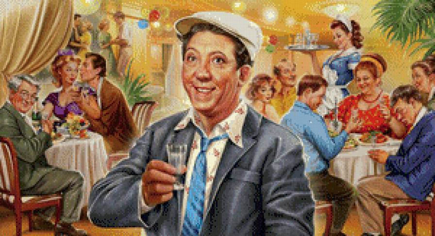 иллюстрация - юрий никулин, ресторан, иллюстрация - предпросмотр