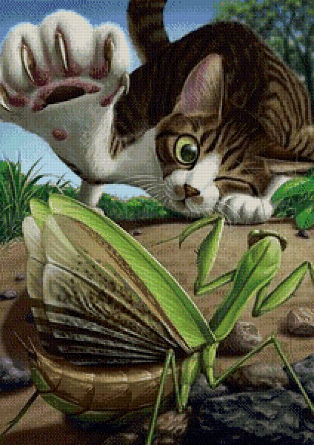 Серия "Мультяшки" - богомол, охота, кот, игра - предпросмотр