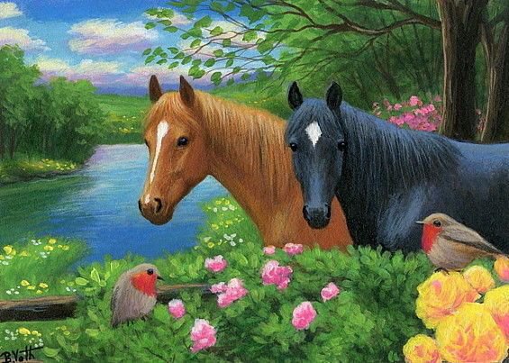 лошадки - конь, кони, лошади, животные, лошадь, лошадка - оригинал