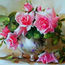 Оригинал схемы вышивки «розы в вазе» (№973321)
