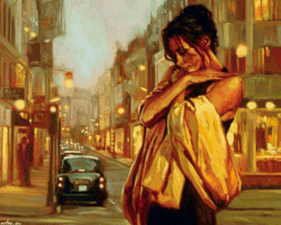 Парижанка. - живопись, масло., акварель - предпросмотр