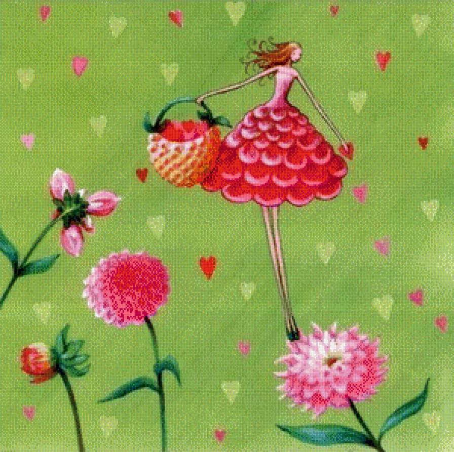 Иллюстрации - иллюстрация, нежность, лето, девушка, полет - предпросмотр