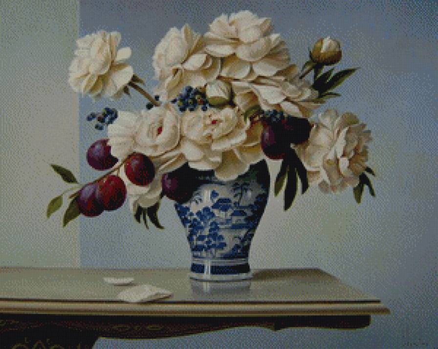 пионы в вазе - пионы, натюрморт - предпросмотр