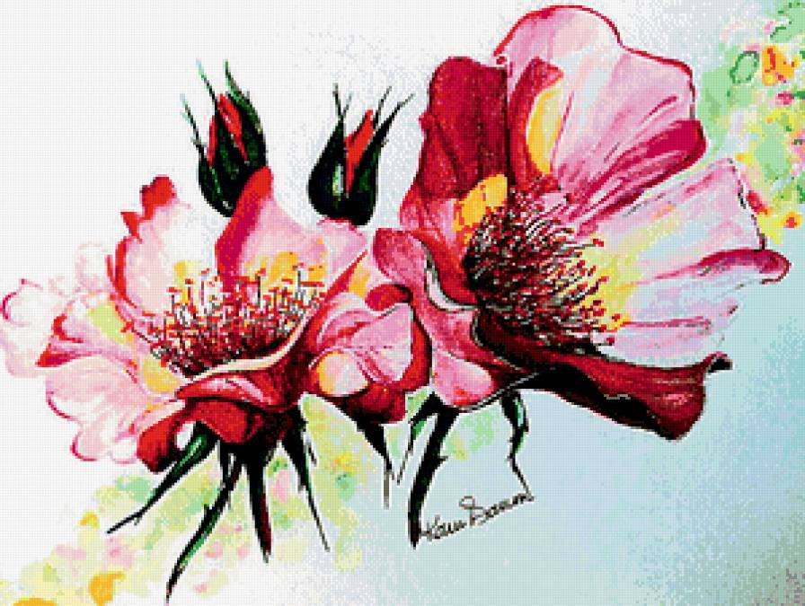 шиповник - панно, роза, ветка, рисунок, цветок, шиповник - предпросмотр