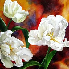 Оригинал схемы вышивки «белые тюльпаны» (№973557)