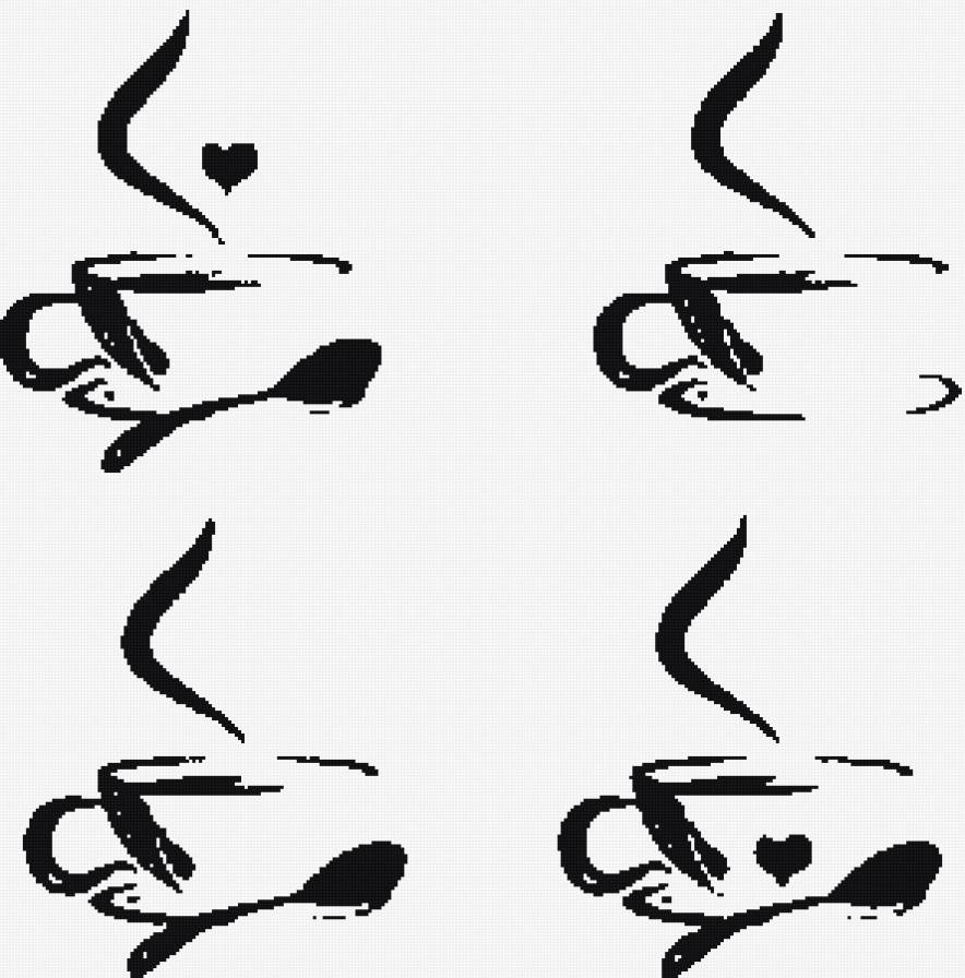 чашки - черно-белое, чашки, кухня - предпросмотр