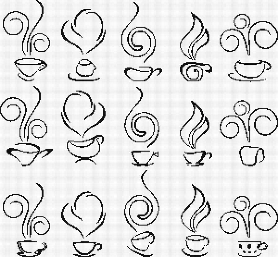 чашки - чашки, черно-белое, кухня - предпросмотр