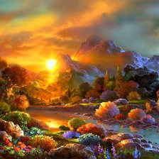 Схема вышивки «закат»