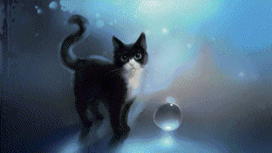 Лунный кот - кошки, кошка, фэнтези - предпросмотр