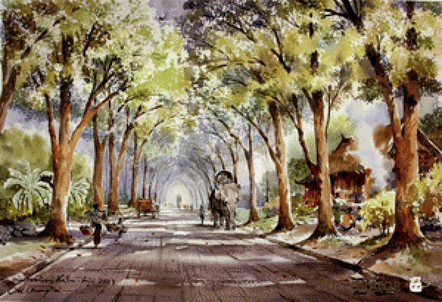 Тайландская акварель № 4 - искусство, живопись, картина - предпросмотр