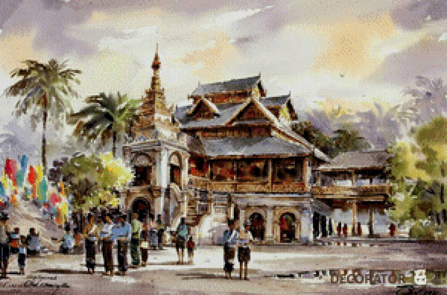 Тайландская акварель № 6 - искусство, живопись, картина - предпросмотр