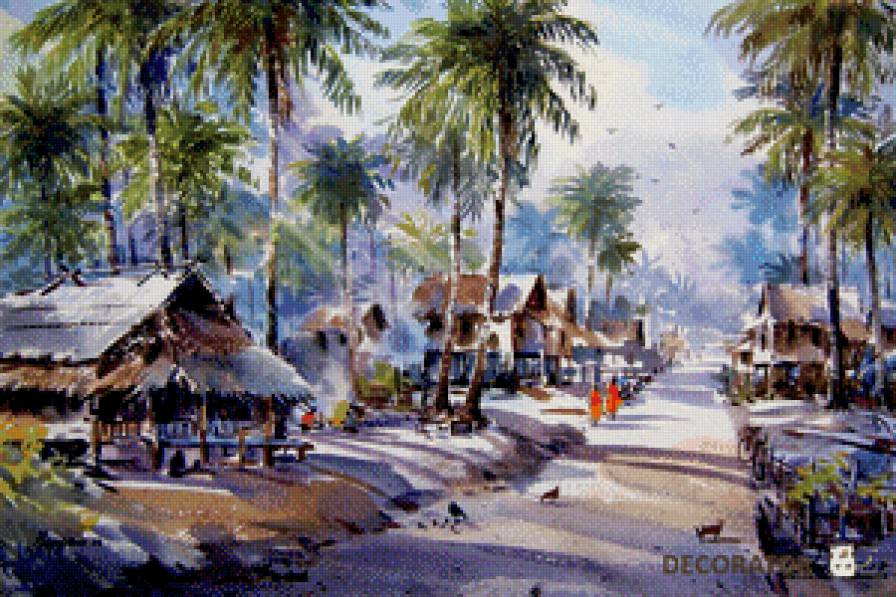 Тайландская акварель № 11 - живопись, искусство, картина - предпросмотр