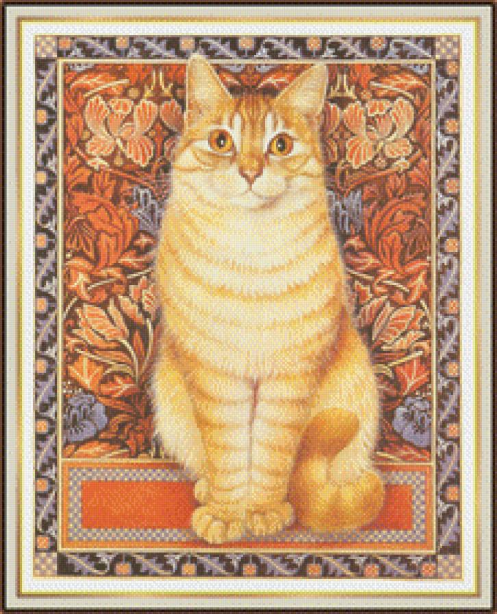 Рыжий кот - ковер, рыжий кот, узор, кошка, уют, орнамент - предпросмотр