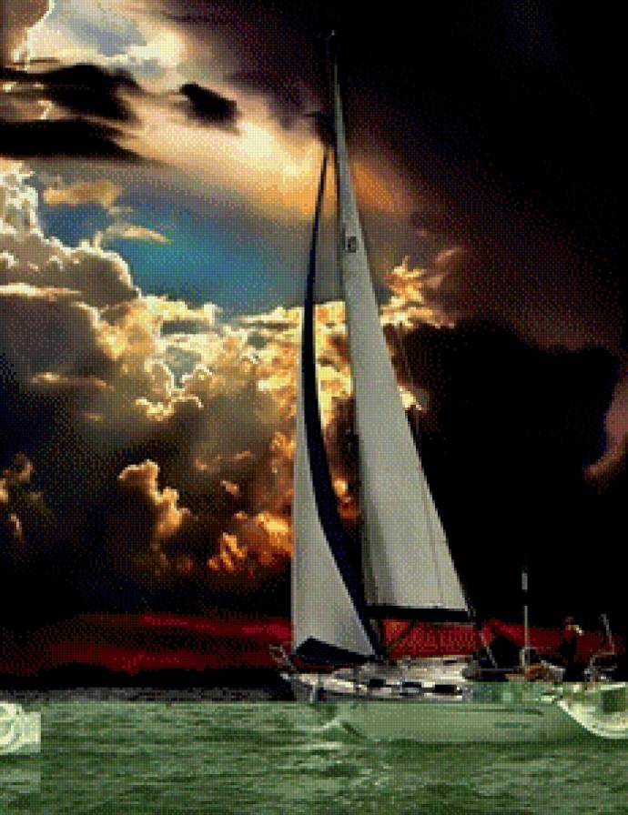 стихия - парусник море небо - предпросмотр