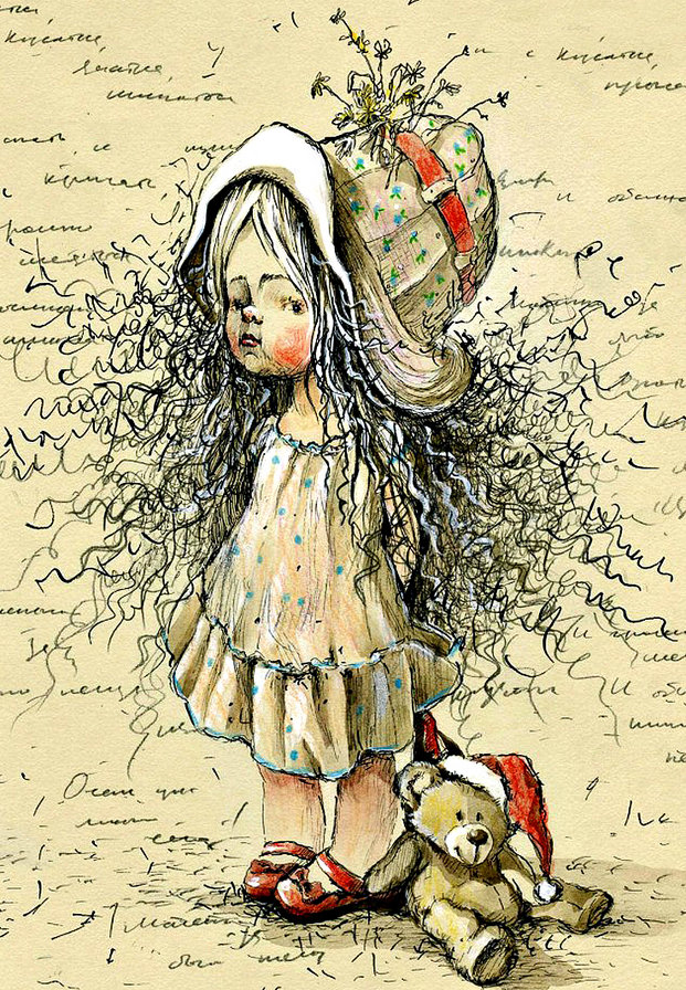 малышка с игрушкой - автор снежана ченина - оригинал