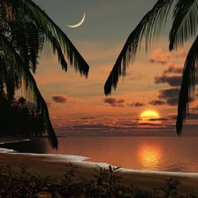 Лунная ночь на берегу моря