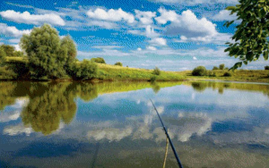 Озеро - природа, озеро, картина - предпросмотр