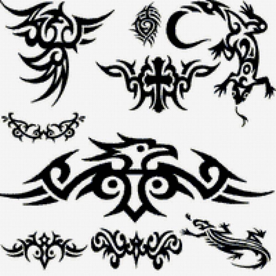 Тату - тату, черное белое - предпросмотр