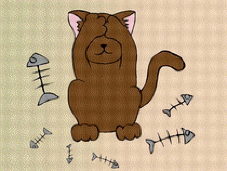 Фокус - котэ, малыш, любимец, кот, рыбка - предпросмотр