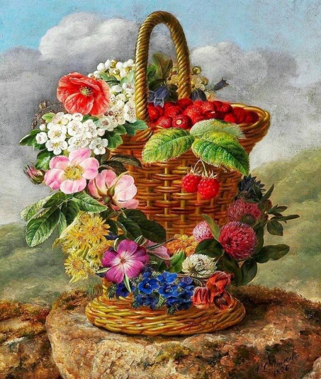 серия "корзины" - корзина.цветы. - оригинал